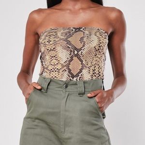 Snake print bandeau bodysuit